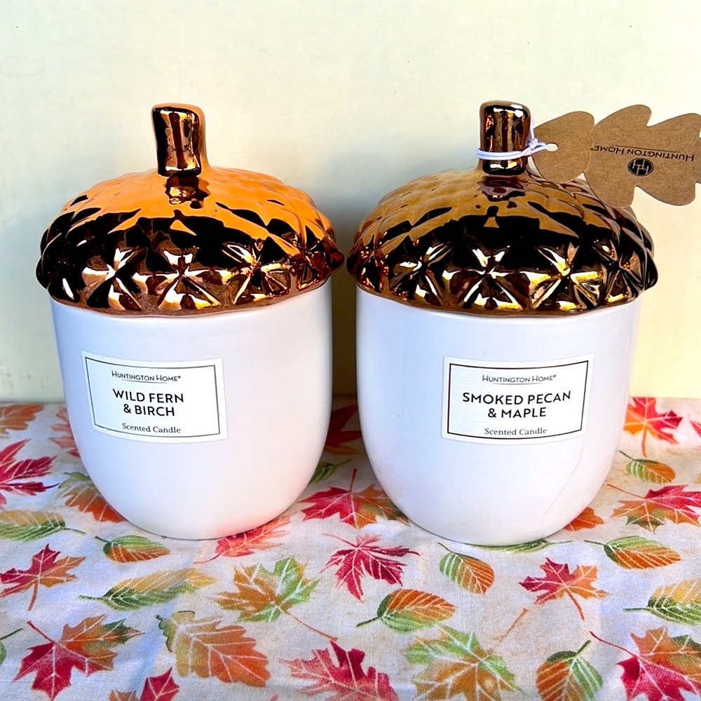 Huntington Home Fall Scented Candle Set Acorn jar